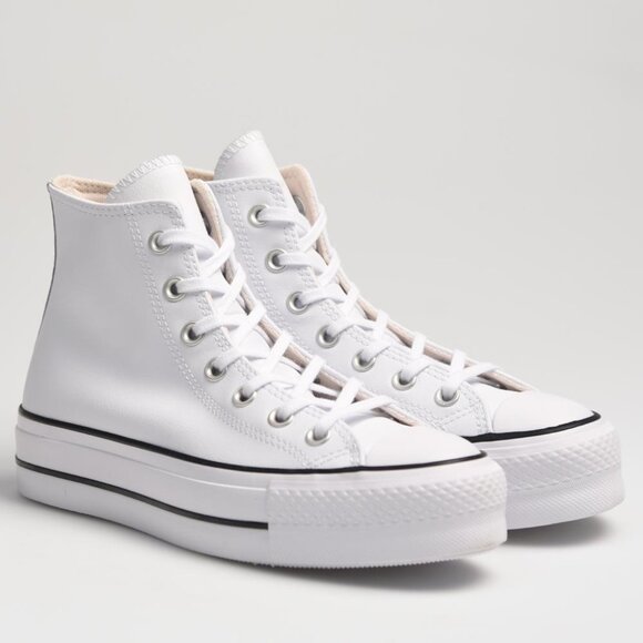 Converse Chuck Taylor All Star Platform WHITE Leather High Top MENS SIZE 10 NEW - Picture 10 of 13